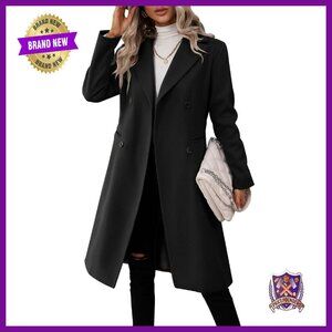 Wool Blend Pea Coat Double Breasted Slim Fit Long Coat Winter Jacket